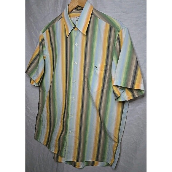 Vintage Lacoste Striped Short Sleeve Shirt Size 42, RN87651 - Picture 4 of 10